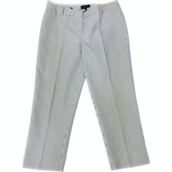 Talbots Signature Womens 12 Cropped Capri Pants Seersucker Beach Nautical Resort - Picture 1 of 13